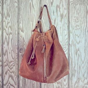 Francesco Biasia caramel leather large bucket bag